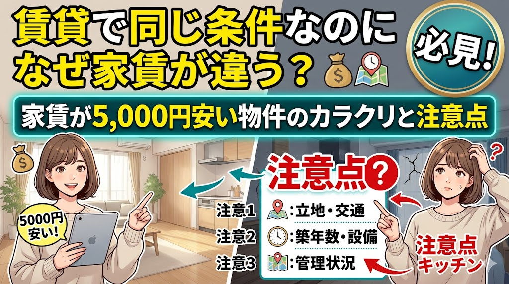賃貸で同じ条件なのになぜ家賃が違う？家賃が5000円安い物件のカラクリと注意点の画像