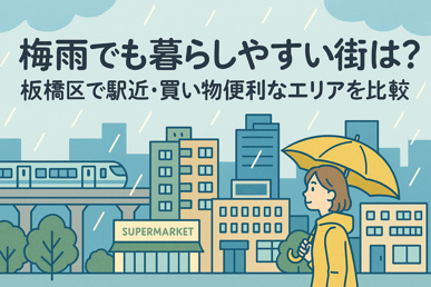 梅雨でも暮らしやすい街は?板橋区で駅近・買い物便利なエリアを比較の画像