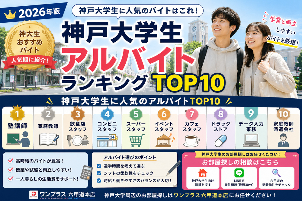 【2026年版】神戸大学生が選ぶ人気アルバイトランキングTOP10｜学業と両立しやすい仕事とは？の画像