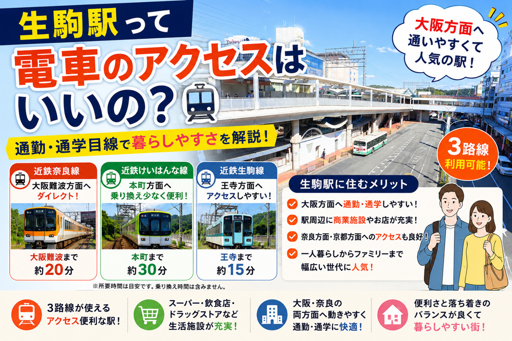 生駒駅って電車のアクセスはいいの？通勤・通学目線で暮らしやすさを解説の画像