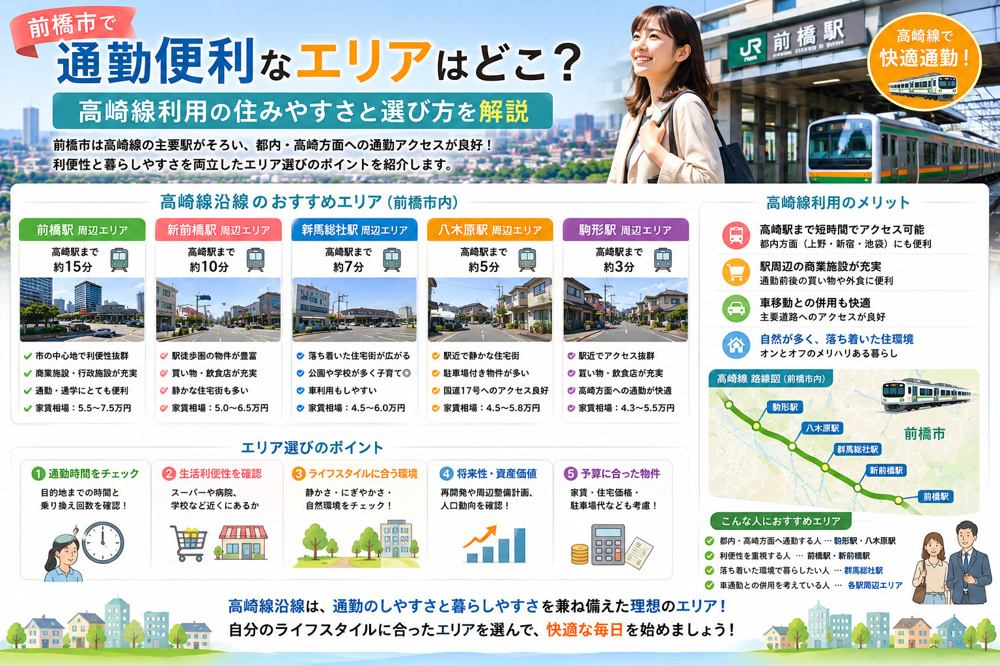 前橋市で通勤便利なエリアはどこ？高崎線利用の住みやすさと選び方を解説の画像