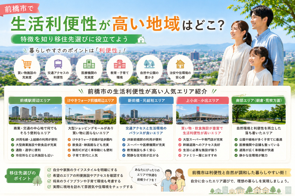 前橋市で生活利便性が高い地域はどこ？特徴を知り移住先選びに役立てようの画像