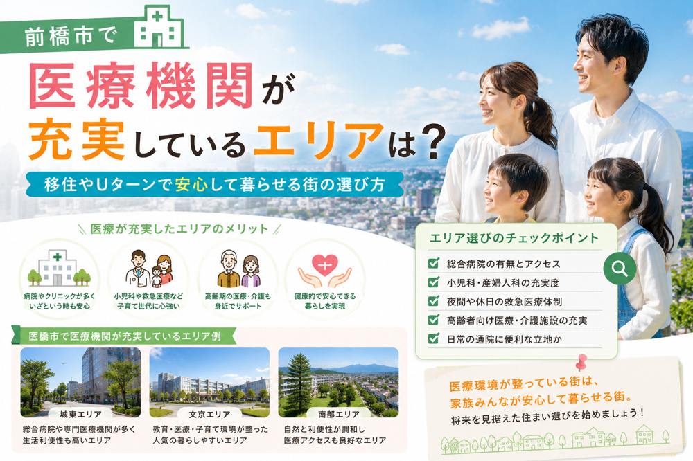 前橋市で医療機関が充実しているエリアは？移住やUターンで安心して暮らせる街の選び方の画像