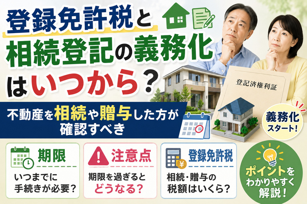 登録免許税と相続登記の義務化はいつから？不動産を相続や贈与した方が確認すべき期限と注意点の画像