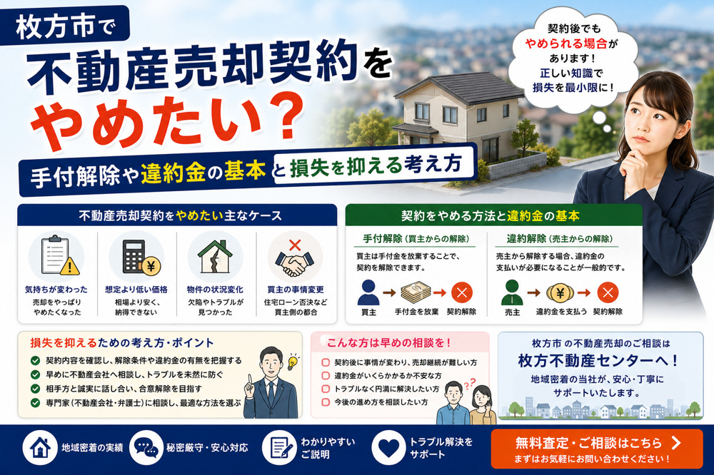 枚方市で不動産売却契約をやめたい？手付解除や違約金の基本と損失を抑える考え方の画像
