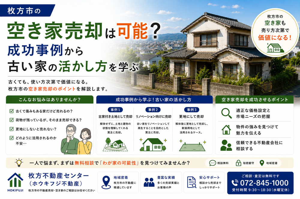 枚方市の空き家売却は可能？成功事例から古い家の活かし方を学ぶの画像