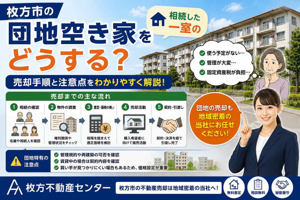 枚方市の団地空き家をどうする？相続した一室の売却手順と注意点の画像