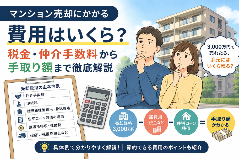 マンション売却にかかる費用はいくら？3,000万円売却の手取り額を実例で解説の画像