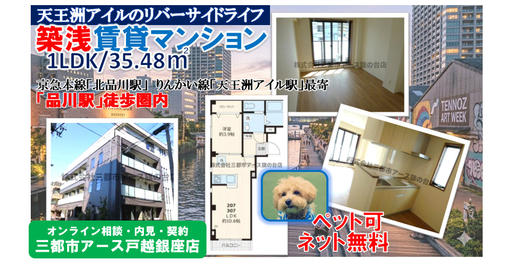 【品川駅徒歩圏】築浅×ペット可の賃貸マンション1LDK｜人気の天王洲アイルの画像