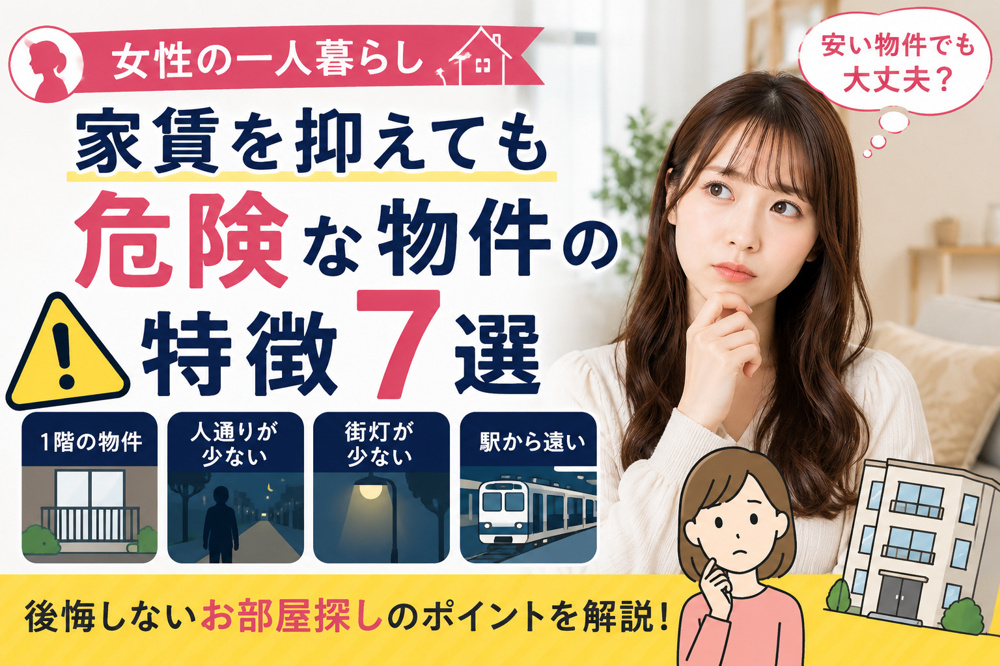 【女性の一人暮らし】家賃を抑えても危険な物件の特徴7選｜後悔しないお部屋探しのポイントの画像
