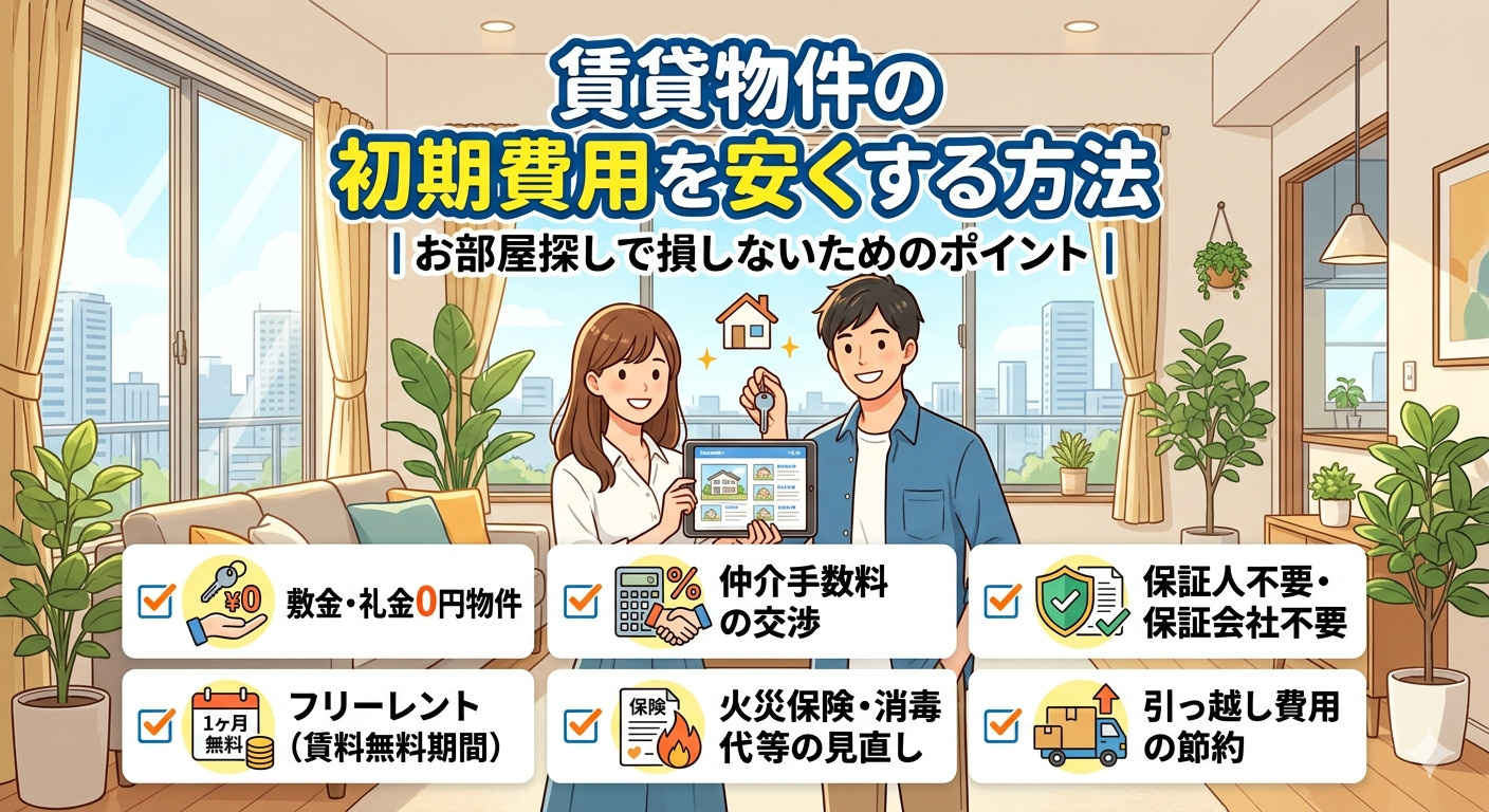 賃貸物件の初期費用を安くする方法｜お部屋探しで損しないためのポイントの画像