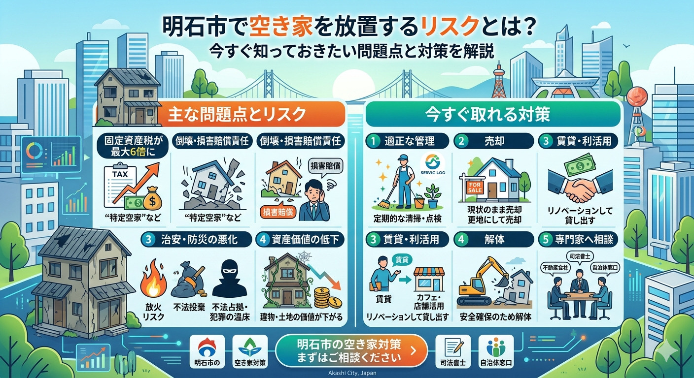明石市で空き家を放置するリスクとは?知っておきたい6つの問題点の画像