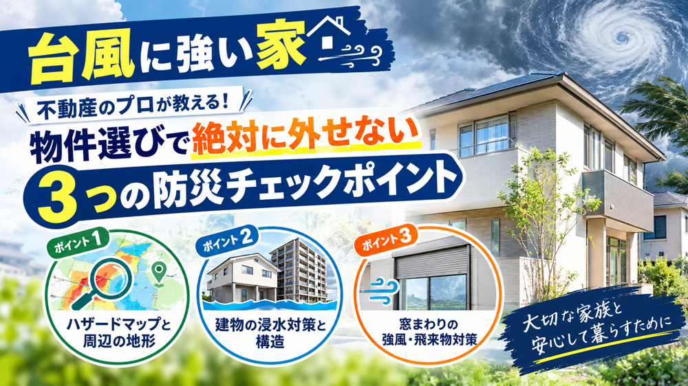 【台風に強い家】不動産のプロが教える！物件選びで絶対に外せない3つの防災チェックポイントの画像