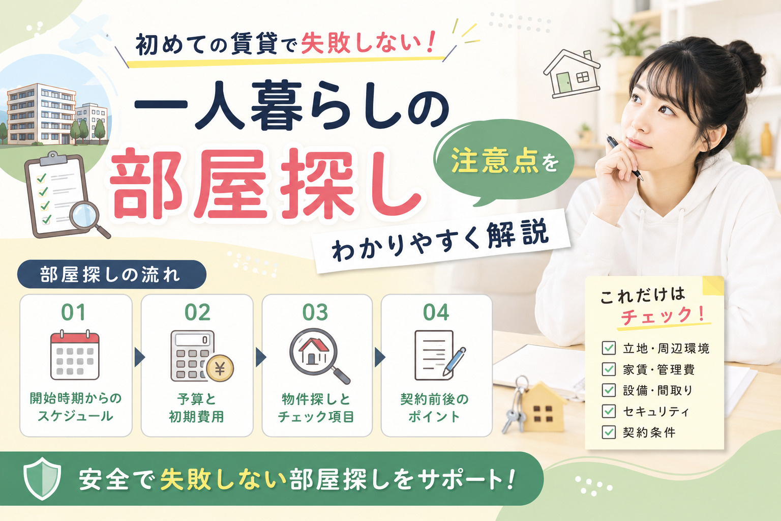 一人暮らしの賃貸は不安？物件選びのポイントを解説の画像