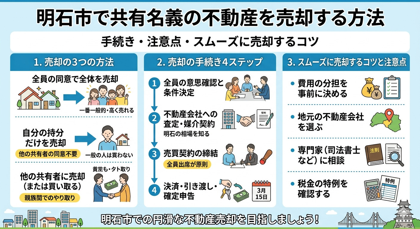 明石市で共有名義の不動産を売却する方法|手続きや注意点を徹底解説の画像