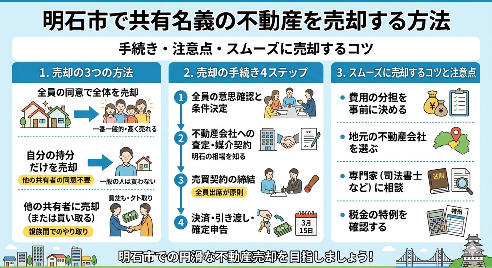 明石市で共有名義の不動産を売却する方法｜手続きや注意点を徹底解説の画像