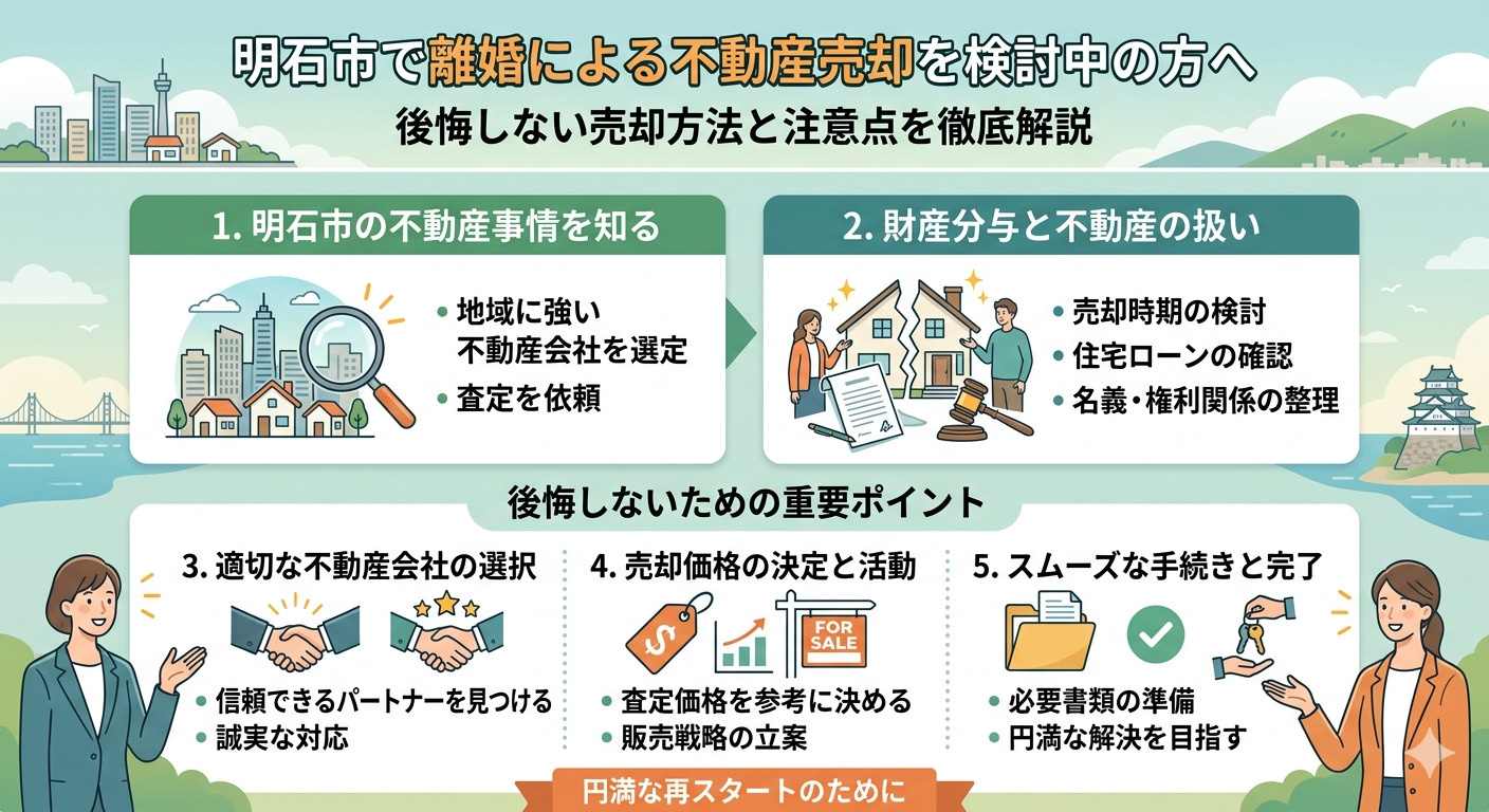 明石市で離婚による不動産売却を検討中の方へ|売却の流れや注意点を徹底解説の画像