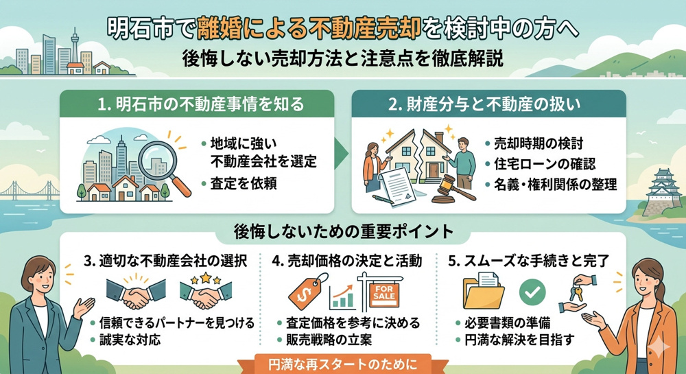 明石市で離婚による不動産売却を検討中の方へ｜売却の流れや注意点を徹底解説の画像