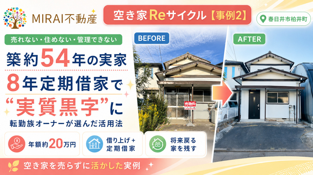 【事例2】売れない・住めない・管理できない—— 転勤族オーナーが選んだ8年定期借家で“実質黒字”に【春日井市柏井町】の画像