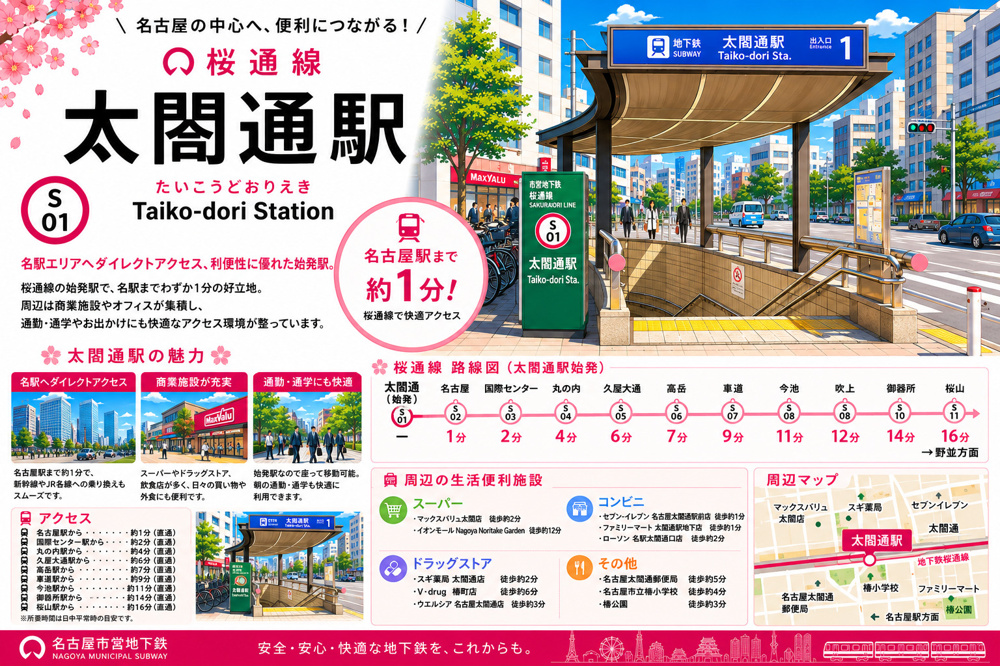 地下鉄桜通線「太閤通」駅 周辺のエリア情報の画像