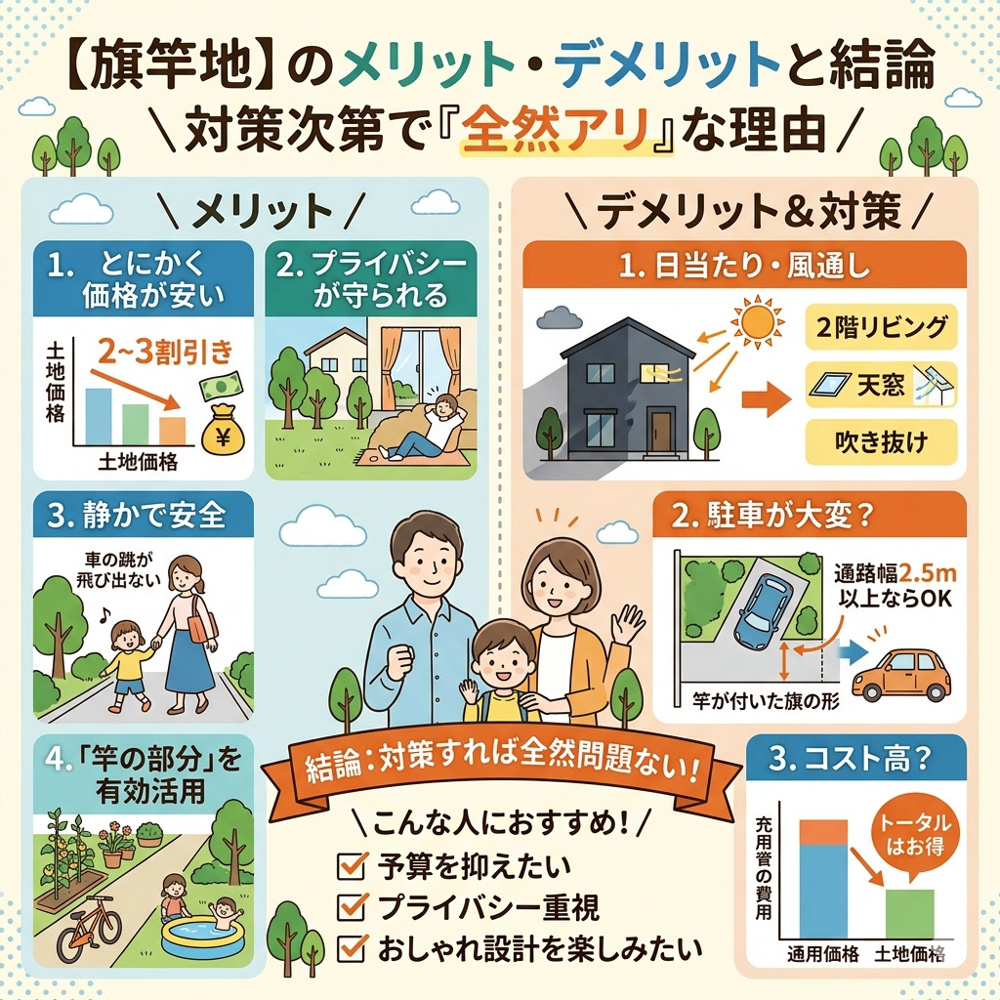 【やめとけは嘘？】旗竿地のメリット・デメリットを徹底解説！結論、対策しだいで「全然アリ」な理由の画像