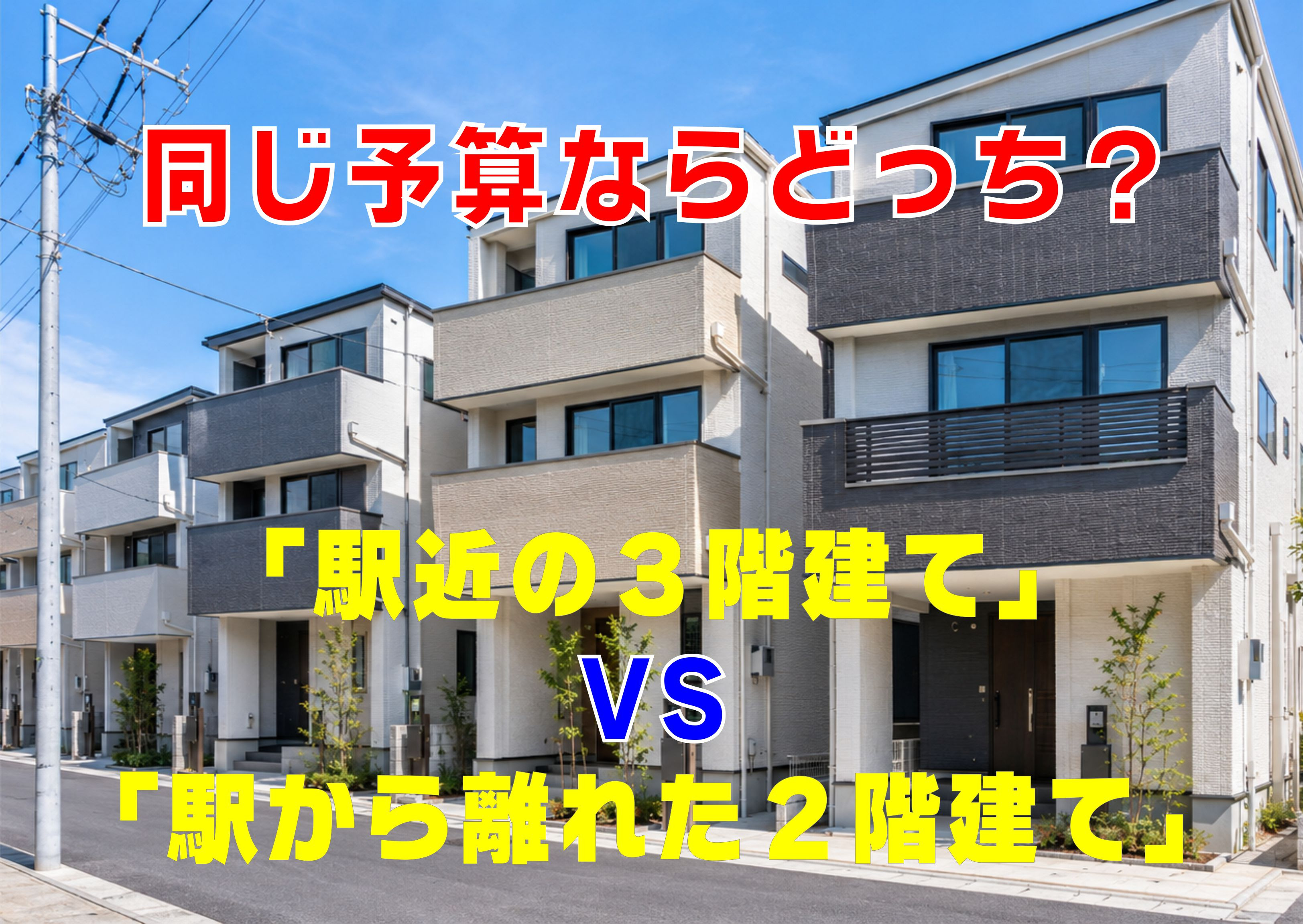 不動産Q&A：同じ予算ならどっち？「駅近の3階建て」vs「駅から離れた2階建て」の画像