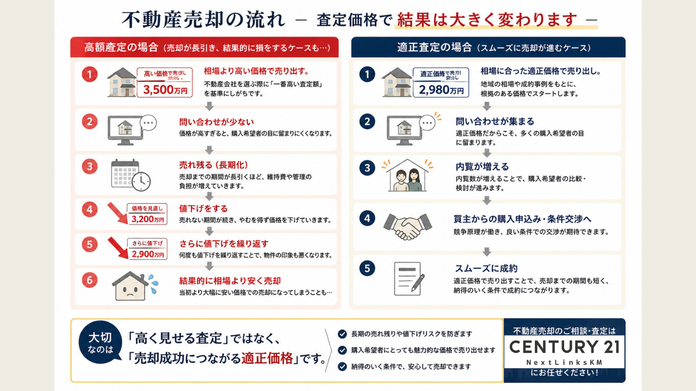 その査定額、本当に売れる価格ですか？｜CENTURY21 NextLinksKMが