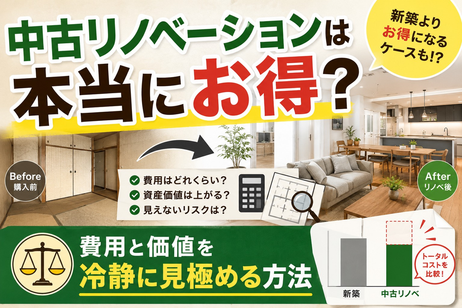 中古住宅リノベーションは本当にお得？費用と価値を冷静に見極める方法の画像