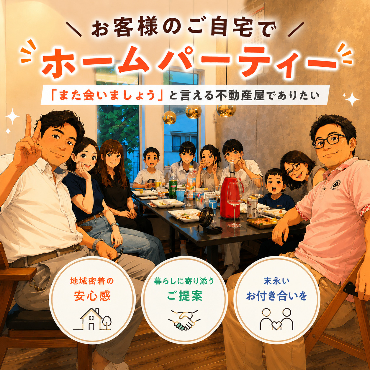 お客様のご自宅でホームパーティー｜「また会いましょう」と言える不動産屋でありたいの画像