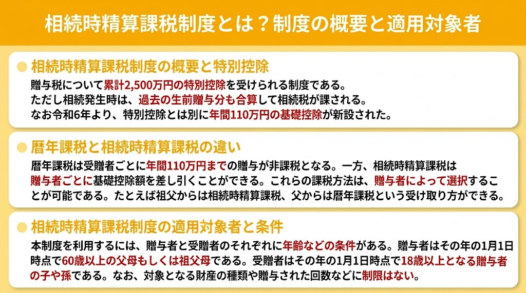 相続時精算課税制度とは？制度の概要と適用対象者