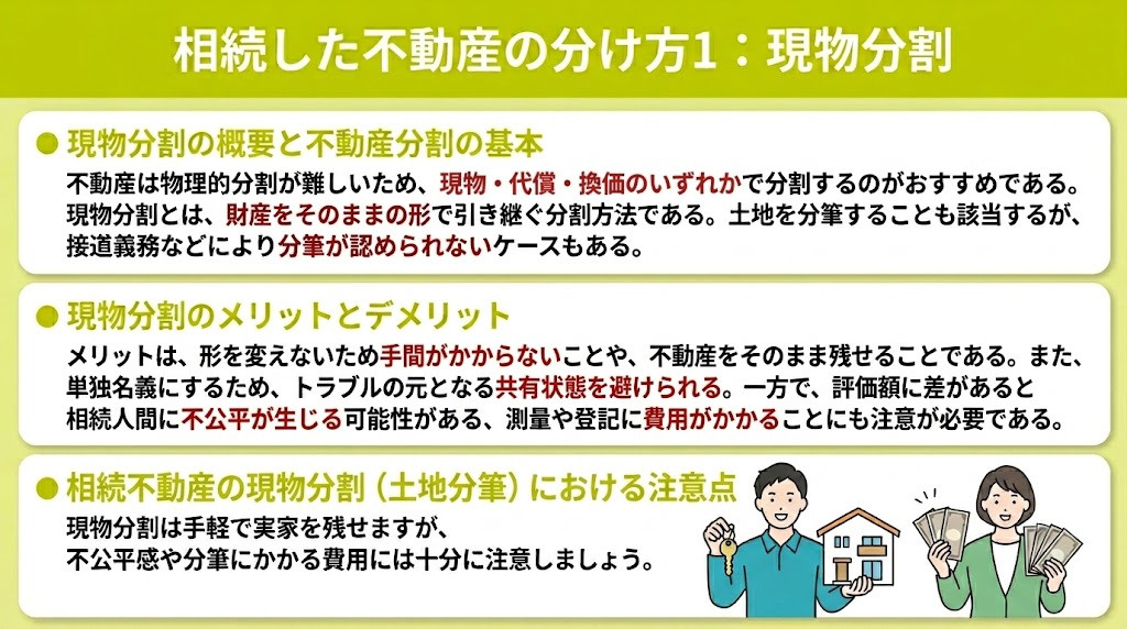 相続した不動産の分け方1：現物分割