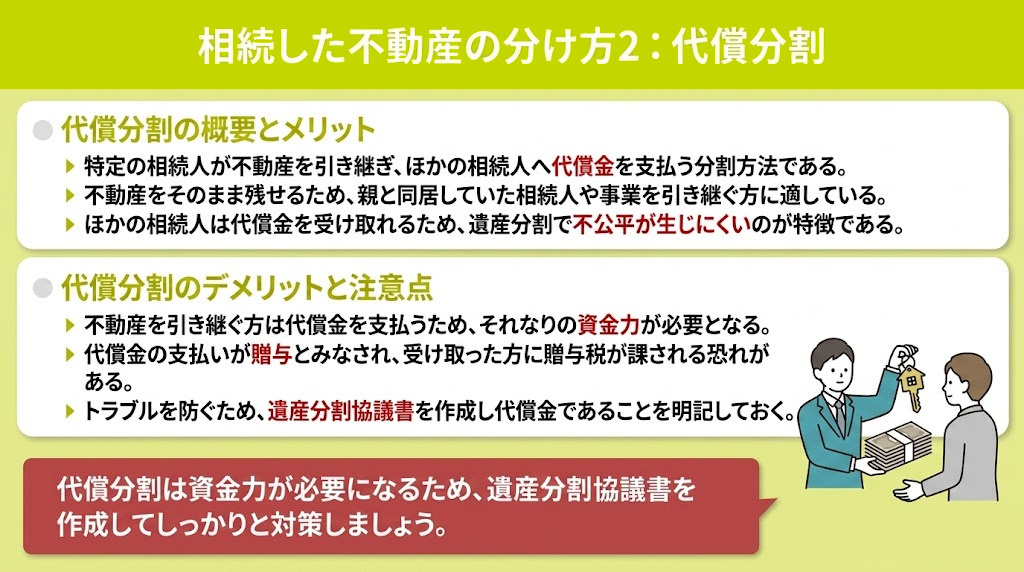 相続した不動産の分け方2：代償分割