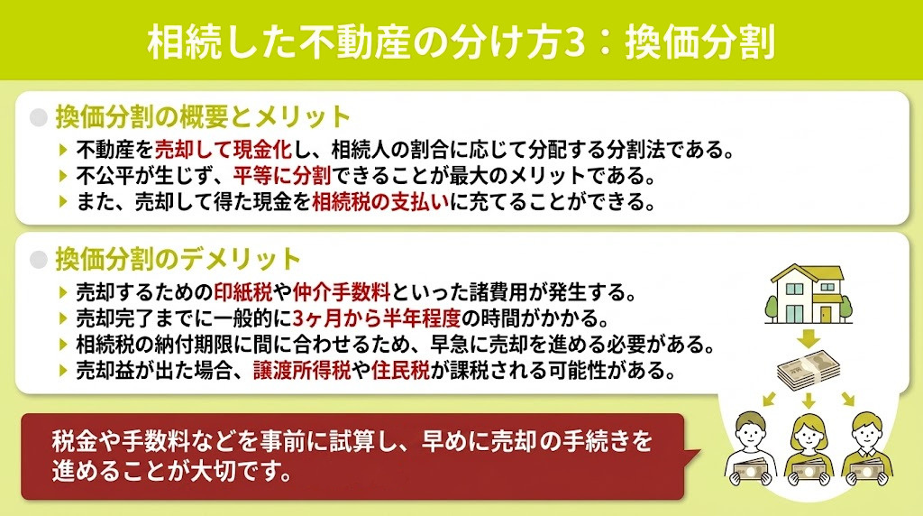 相続した不動産の分け方3：換価分割