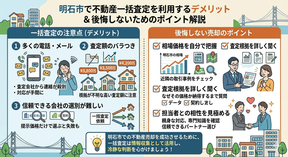 明石市で一括査定を利用するデメリットとは？不動産売却で後悔しないためのポイントの画像