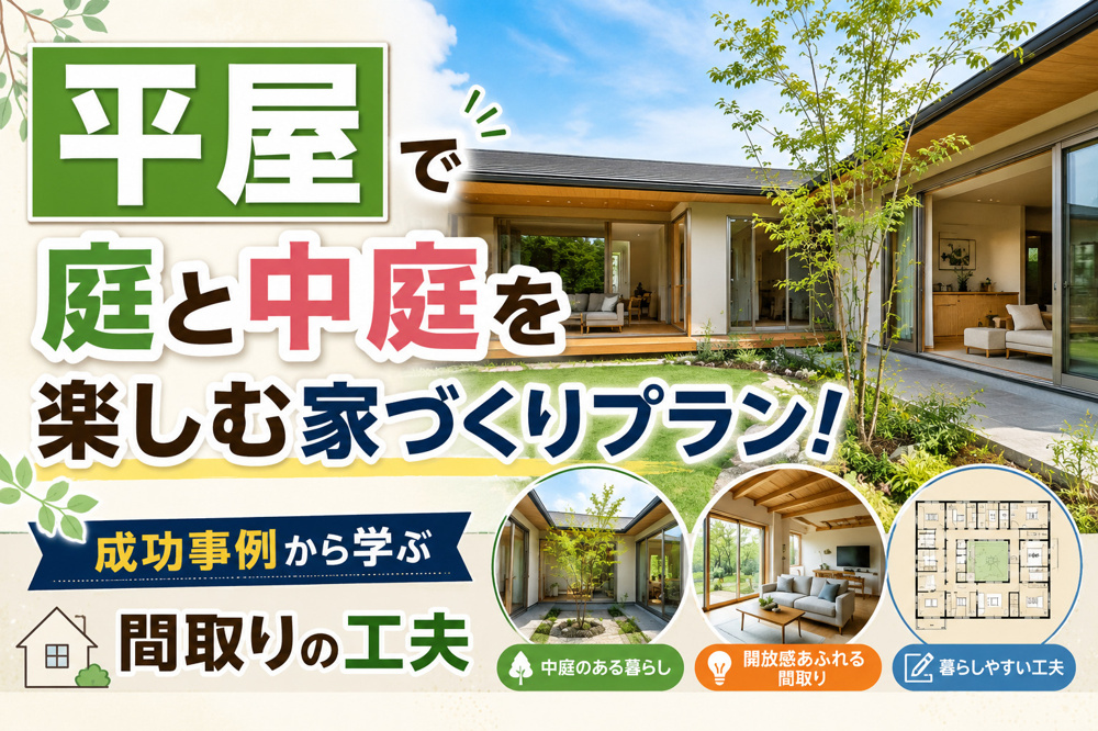 平屋で庭と中庭を楽しむ家づくりプラン！成功事例から学ぶ間取りの工夫の画像