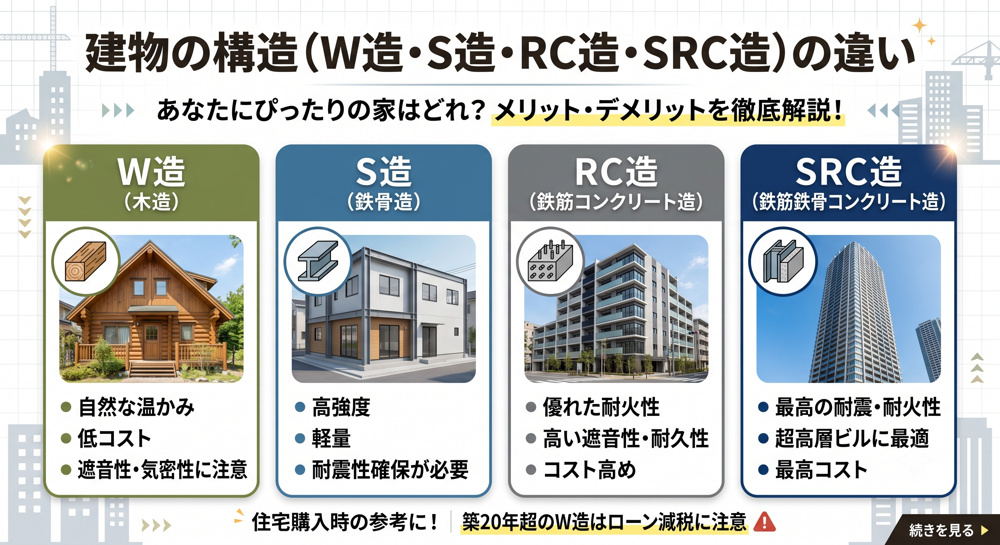 建物のW造、S造、RC造、SRC造の違いとは？！の画像