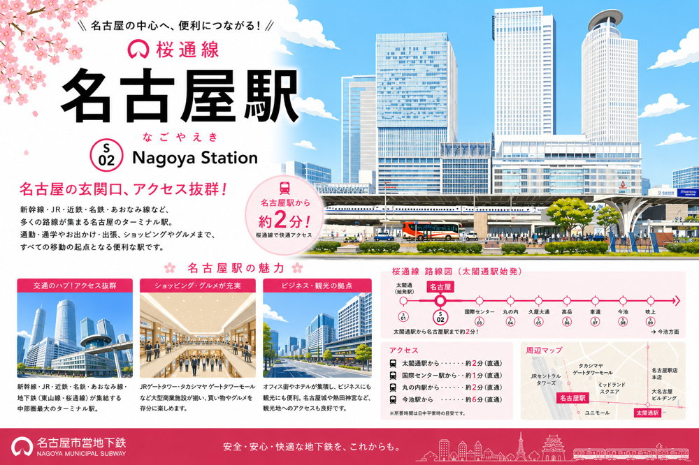 地下鉄桜通線「名古屋」駅 周辺のエリア情報の画像
