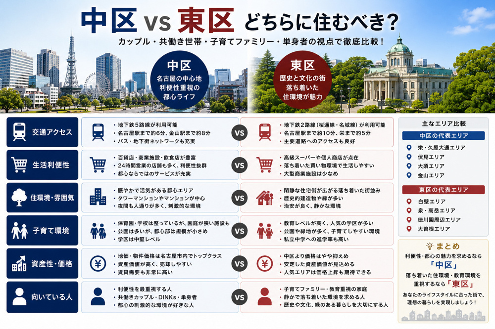 名古屋の人気エリア対決「中区」VS「東区」どちらがオススメ？の画像