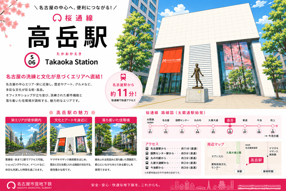 地下鉄桜通線「高岳」駅 周辺のエリア情報の画像
