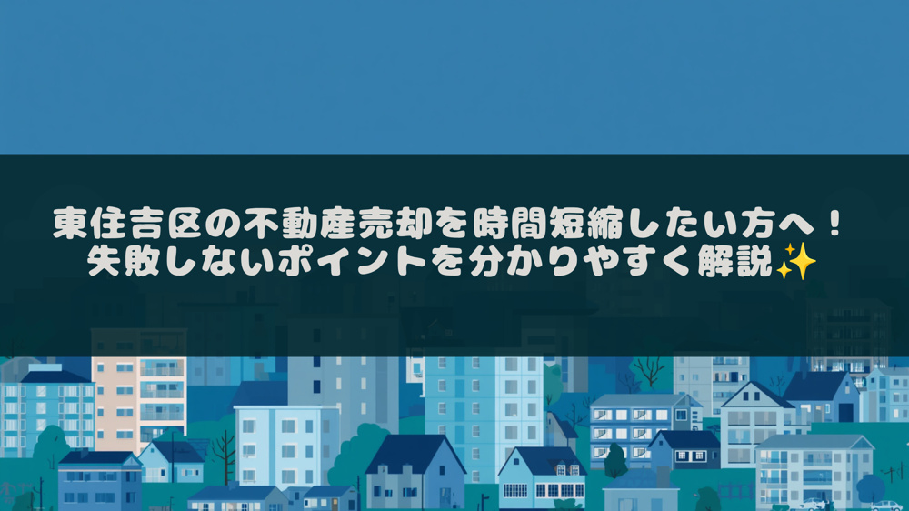 東住吉区の不動産売却を時間短縮したい方へ！失敗しないポイントを分かりやすく解説の画像