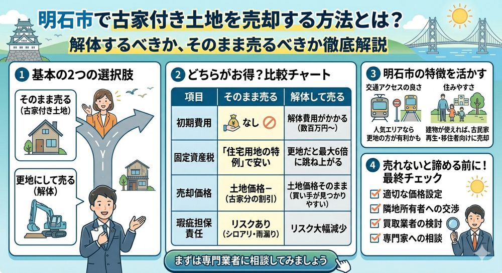 明石市で古家付き土地を売却する方法｜解体するべき？そのまま売るべき？徹底解説の画像