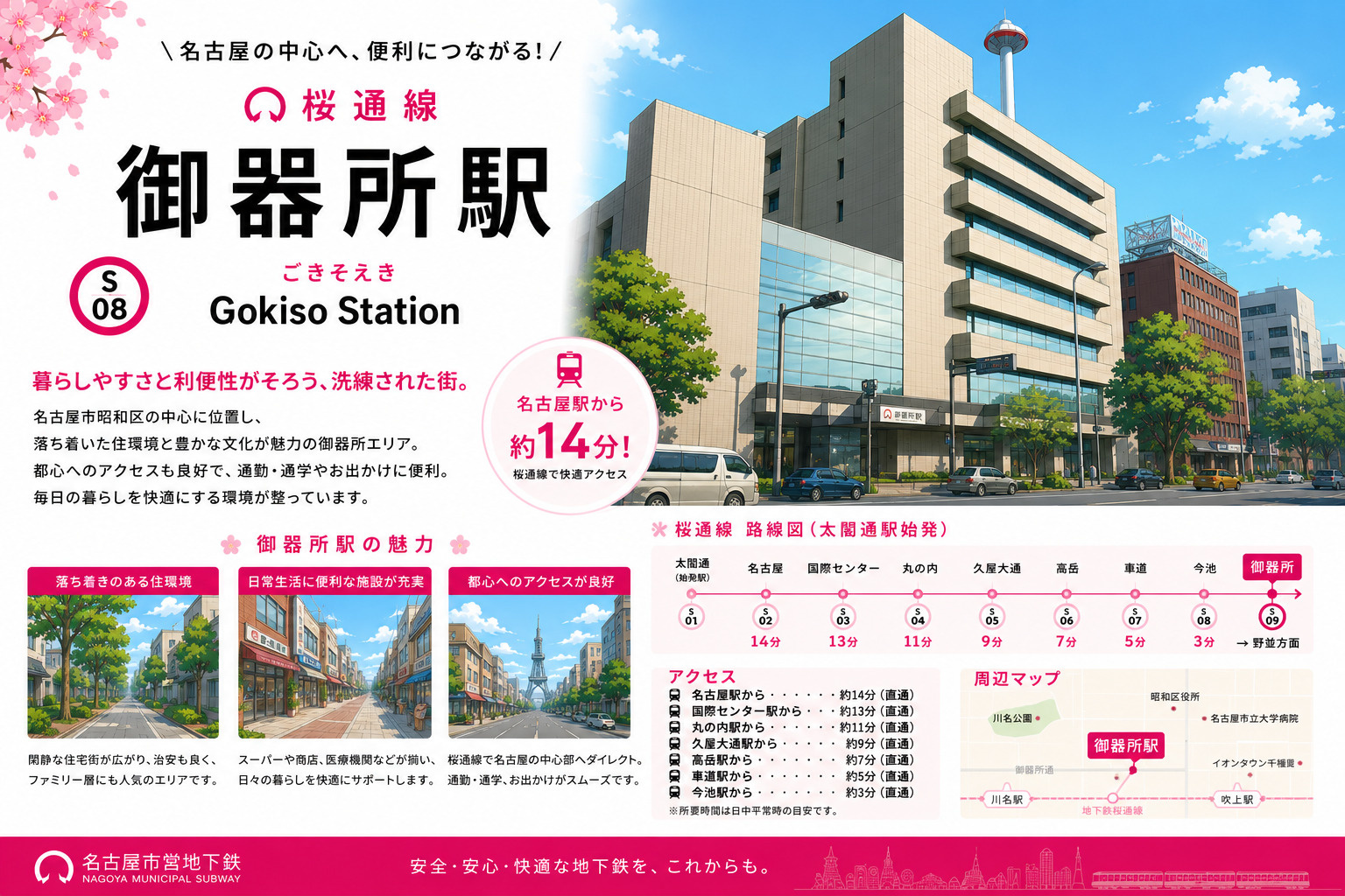 地下鉄桜通線「御器所」駅 周辺のエリア情報の画像