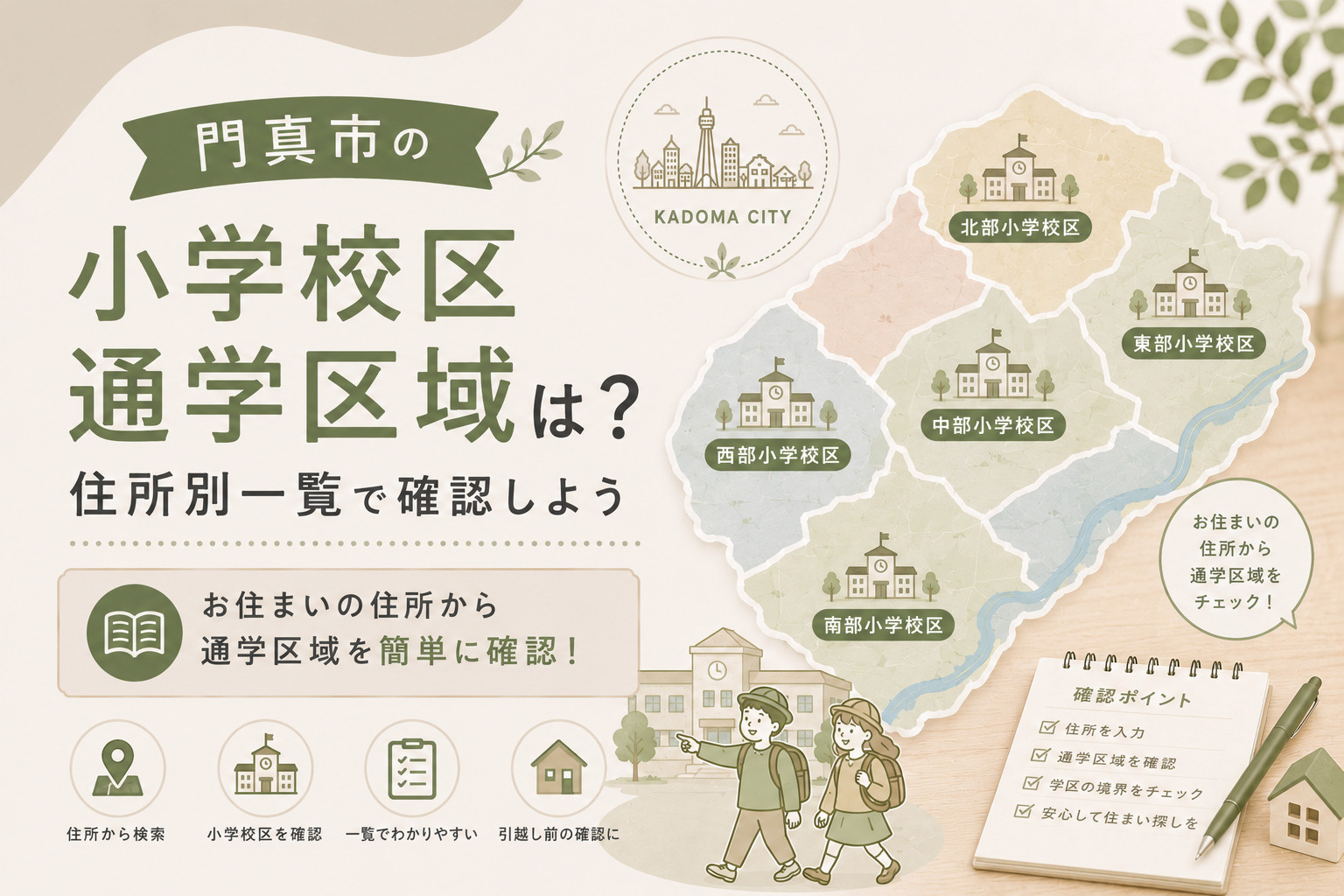 門真市の小学校区通学区域は？住所別一覧で確認しようの画像