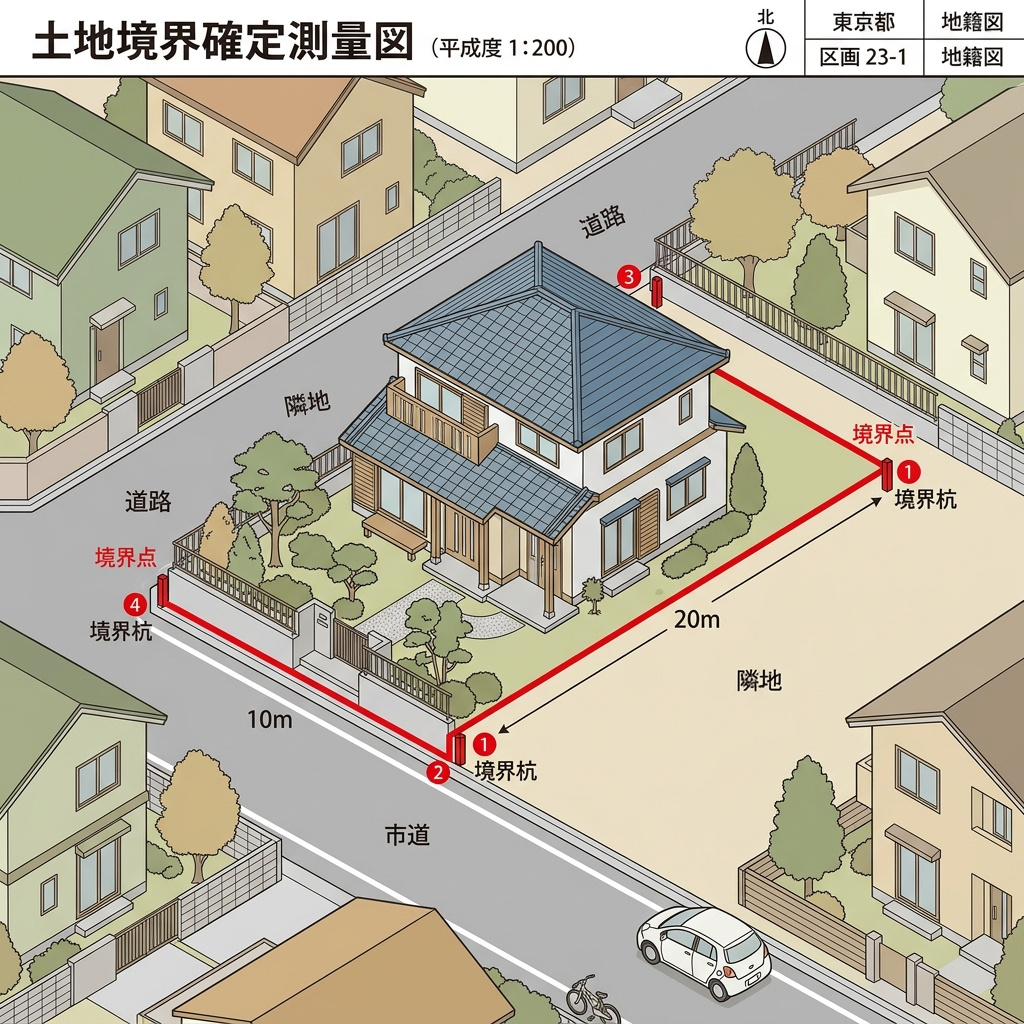 確定測量完了後の土地イメージイラスト ※イメージ