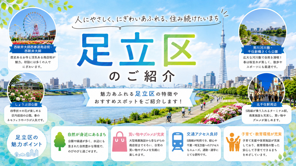 【足立区の住みやすさ】再開発で人気上昇中！北千住などアクセスの良い住宅エリアの画像