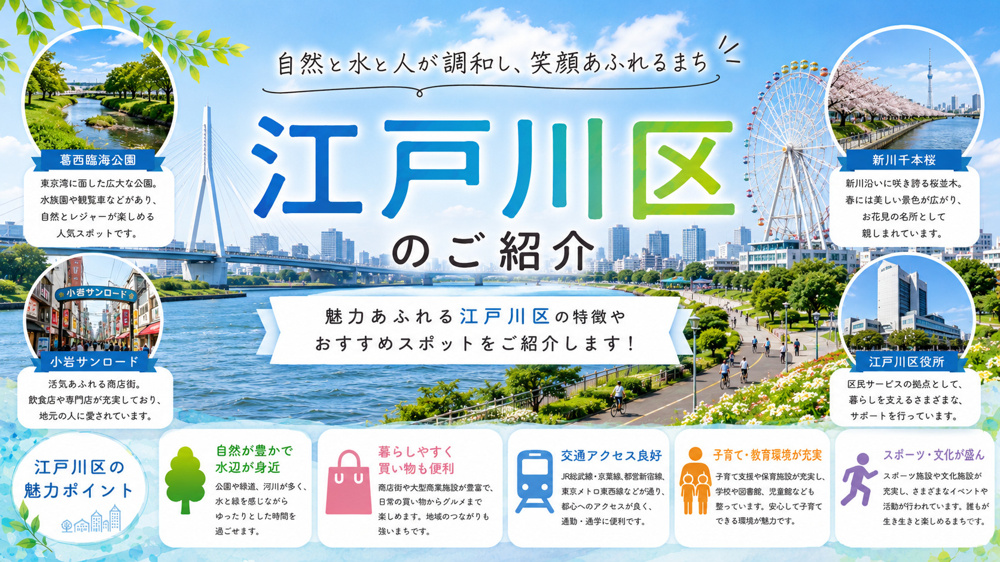 【江戸川区の住みやすさ】水辺と緑豊かな環境で叶える「ゆとりある暮らし」の画像