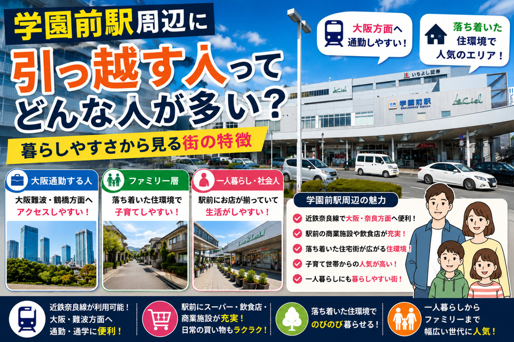 学園前駅周辺に引っ越す人ってどんな人が多い？暮らしやすさから見る街の特徴の画像