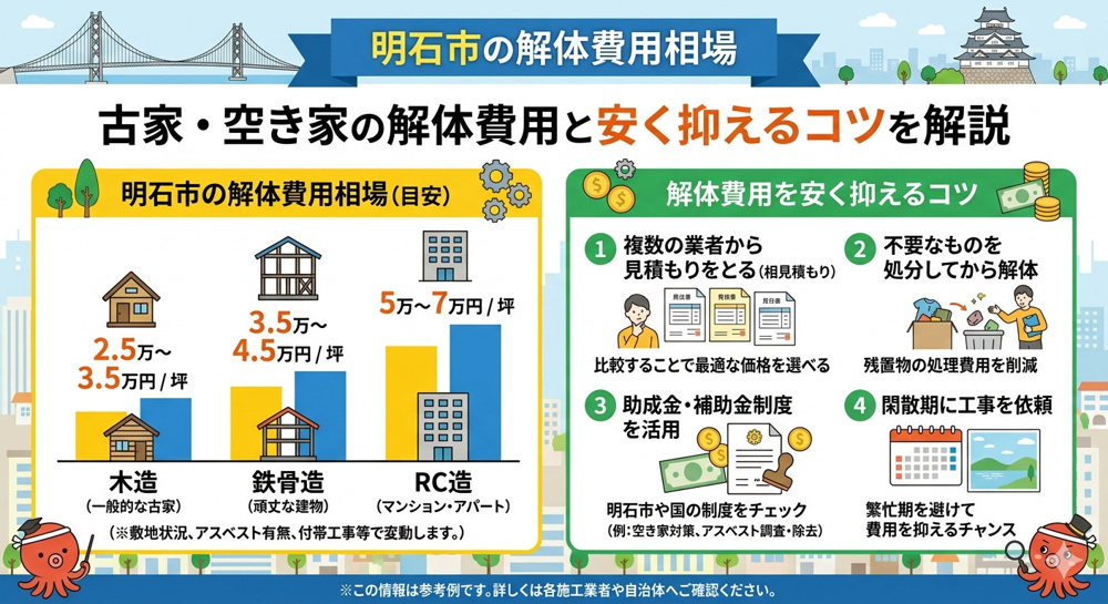 明石市の解体費用相場はいくら？古家・空き家の解体費用と安く抑えるコツを解説の画像