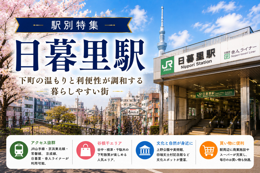 駅別特集｜日暮里駅は住みやすい？賃貸相場・治安・交通アクセスを不動産会社が解説の画像