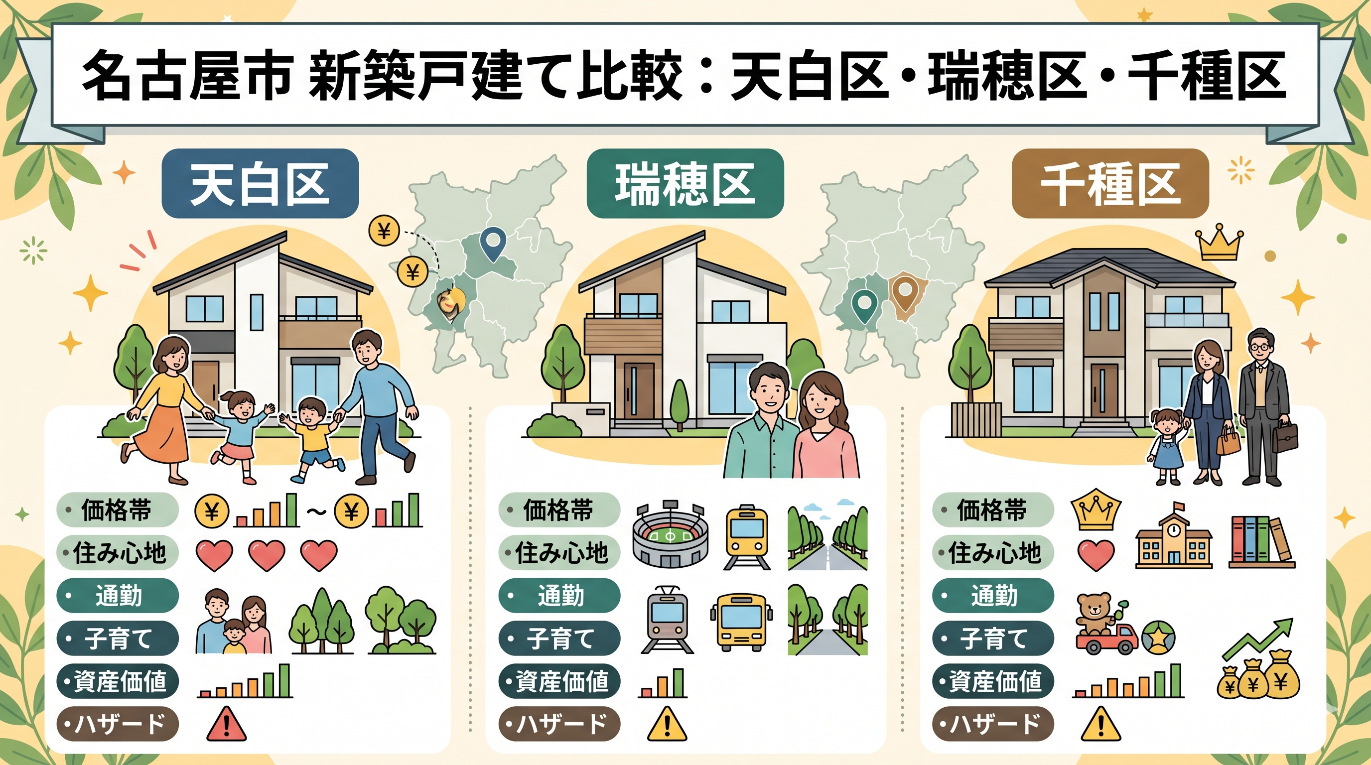 名古屋市で新築戸建てを比較検討したい方へ！天白区と瑞穂区千種区の違いと選び方を解説の画像